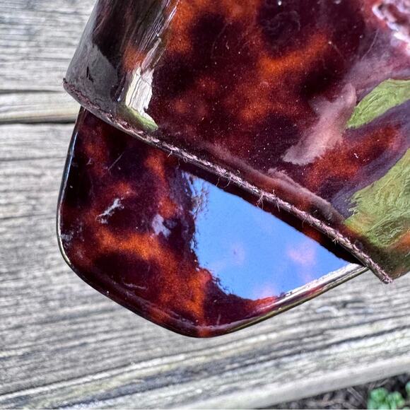 Vince Camuto Tezer T-Strap Sandal Block Heels Tortoise Brown Patent Women's 6 B - Picture 10 of 11